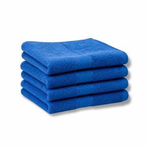 Set 4 Prosoape - albastru, Bumbac 100%, - 50x90 cm. Ideale pentru Față și Mâini, Uscare Rapidă și Textură Pufoasă - 400g/mp - S41
