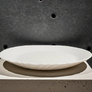 Set 6 farfurii si 6 cesti opal + 6 tacamuri inox albe - Img 3