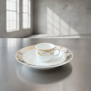 Set 6 farfurii si 6 cesti opal + 6 tacamuri inox Majestic