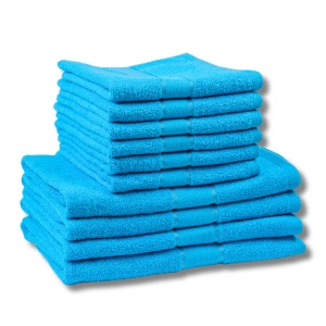 MegaPack 10 Prosoape Bumbac 100% Turcoaz – 6 Față/Mâini + 4 Corp S49