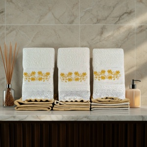 Set 10 prosoape parastase si inmormantari de fata, dantela, 50x90, bumbac , 450G/M² - Img 4
