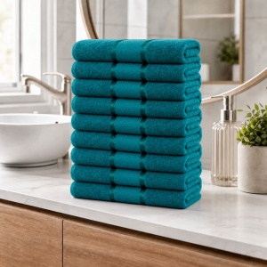 Set 10 Prosoape - verde, Bumbac 100%, - 50x90 cm. Ideale pentru Față și Mâini, Uscare Rapidă și Textură Pufoasă - 420g/mp - S95