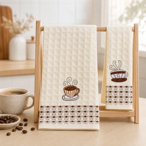 Set 20 prosoape, bumbac, bucatarie, waffle, crem, 25x47cm, coffe