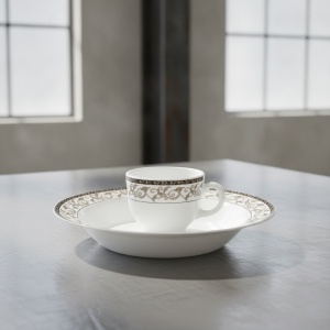 Set 6 farfurii si 6 cesti opal + 6 tacamuri inox Royal