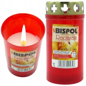 Candela Bispol V3c, capac antiploaie, rosu, timp ardere ~2 zile