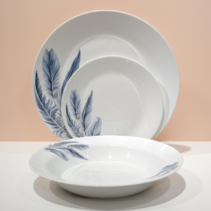 Serviciu masa din opal 18 piese Feather Blue - Img 2