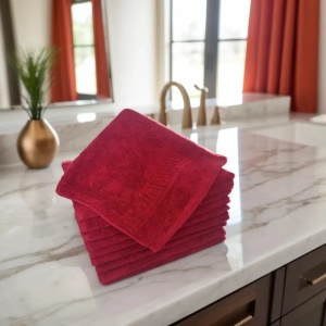 Set 12 Prosoape Bumbac Pieptanat, 30×50cm, 550gr/mp, Greek Border – Burgundy