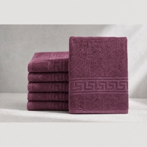 Set 12 Prosoape Bumbac Pieptanat, 30×50cm, 550gr/mp, Greek Border – Burgundy - Img 2