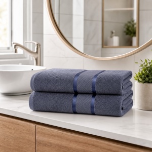 Set 2 Prosoape - gri, Bumbac 100%, - 70x130 cm. Ideale pentru corp, Uscare Rapidă și Textură Pufoasă - 420g/mp - S102