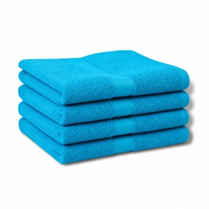 Set 4 Prosoape - turcoaz, Bumbac 100%, - 50x90 cm. Ideale pentru Față și Mâini, Uscare Rapidă și Textură Pufoasă - 420g/mp - S82