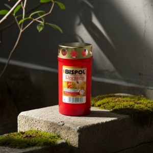 Candela Bispol V3c, capac antiploaie, rosu, timp ardere ~2 zile