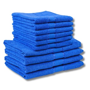 MegaPack 10 Prosoape Bumbac 100% Albastru – 6 Față/Mâini + 4 Corp S51