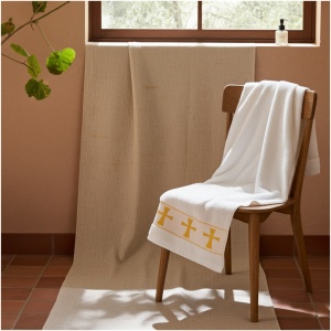 Prosop, parastas, corp, decor cruce, 70x140, bumbac, 500G/M²