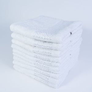 Set 10 prosoape parastase si inmormantari de fata, albe, Siena, 50x90, bumbac, 400G/M² - Img 2