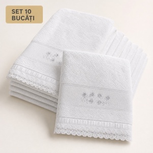 Set 10 prosoape parastase si inmormantari de fata, dantela, 50x90, bumbac , 450G/M²