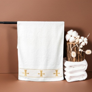 Set 10 prosoape parastase si inmormantari de fata, decor cruce, 50x90, bumbac, 450G/M²