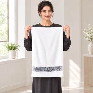 Set 10 prosoape parastase si inmormantari de fata, trandafiri, 50x90, bumbac , 450G/M2 - Img 3