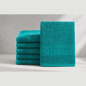 Set 12 Prosoape Bumbac Pieptanat, 30×50cm, 550gr/mp, Greek Border – Verde Inchis