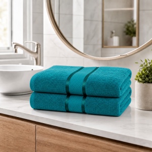 Set 2 Prosoape - verde, Bumbac 100%, - 70x130 cm. Ideale pentru corp, Uscare Rapidă și Textură Pufoasă - 420g/mp - S99