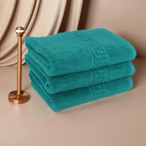Set 3 Prosoape 70×130 cm Bumbac 550 gr/mp Greek Border Verde inchis
