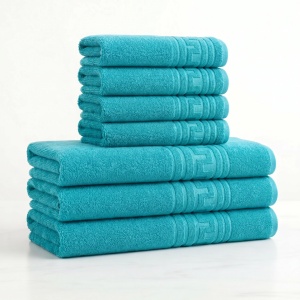 Set 7 Prosoape Bumbac 100%, 550 g/m² Turcoaz – 4 Față/Mâini + 3 Corp S79