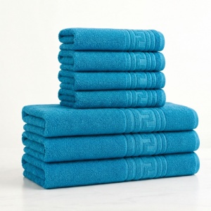Set 7 Prosoape Bumbac 100%, 550 g/m² Turcoaz – 4 Față/Mâini + 3 Corp S79