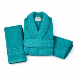 Set baie Bumbac – Halat și Prosoape unisex, Verde Inchis