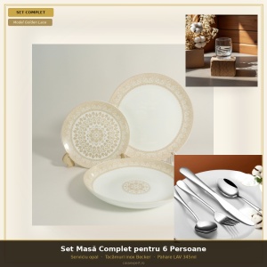 Set Masă 6 Persoane — Serviciu masa + Tacâmuri + Pahare BF3