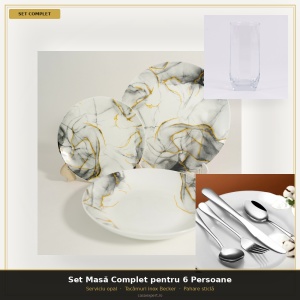 Set Masă 6 Persoane — Serviciu masa + Tacâmuri + Pahare BF4