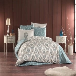 Lenjerie pat dublu, 2 persoane, bumbac Poplin 100%, 4 piese Retro