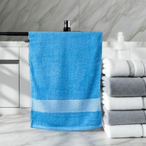 Set 10 prosoape parastase si inmormantari de fata, albastru, Royal, 50x90, bumbac, 400G/M² - Img 2
