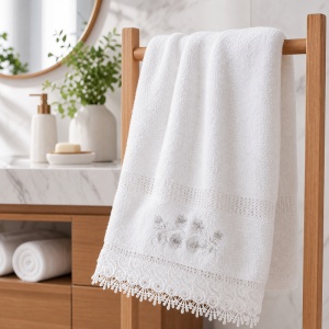 Set 10 prosoape parastase si inmormantari de fata, dantela, 50x90, bumbac , 450G/M²