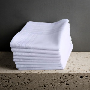 Set 12 batiste albe parastase si inmormantari, 40x40cm, barbatesti, bumbac 100%
