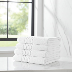 Set 4 prosoape, albe, 70x130, hoteliere, bumbac 100%, 550G/M2