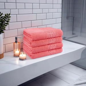 Set 4 Prosoape premium 50×90cm 100% Bumbac Pieptanat Coral 550 gr/mp S66