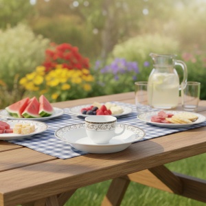 Set 6 farfurii si 6 cesti opal + 6 tacamuri inox Royal - Img 2