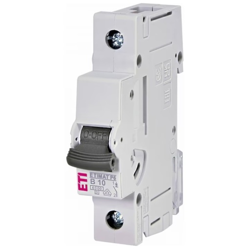 Siguranta automata 1P 10A Curba B 6kA, 001900008, ETI