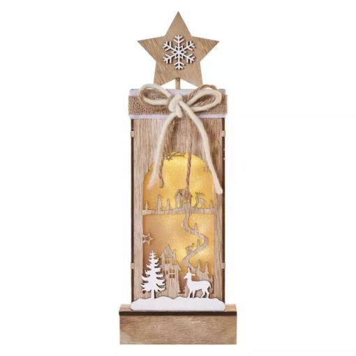 Decor de Craciun Emos Peisaj de iarna 34cm cu cronometru 2xAA, alb cald