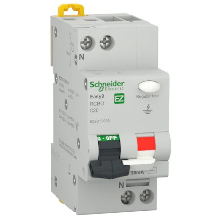 Intreruptor automat diferential Schneider Easy9, RCBO 1P+N 4500 AC 30mA C 20A