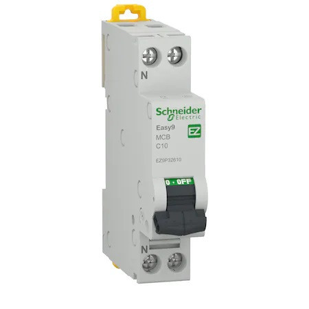 Siguranta electrica automata Schneider Easy9, 1P+N, 10A, 4500 C, termo-magnetic, Clipsabil