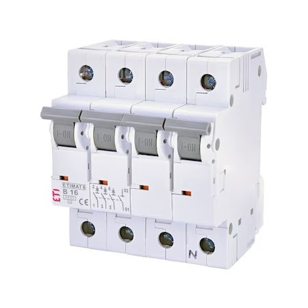 Siguranta automata 3P+N 16A Curba B 6kA, ETI 002116516