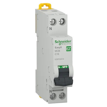 Siguranta electrica automata Schneider Easy9, 1P+N, 16A, 4500 C, termo-magnetic, Clipsabil