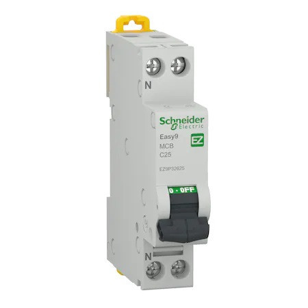 Siguranta electrica automata Schneider Easy9, 1P+N, 25A, 4500 C, termo-magnetic, Clipsabil