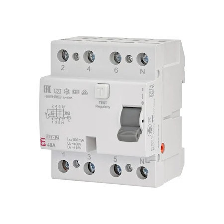Siguranta automata diferentiala 3P+N 40A/100mA, tip A, 10kA, ETI 002061522