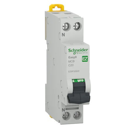 Siguranta electrica automata Schneider Easy9, 1P+N, 20A, 4500 C, termo-magnetic, Clipsabil