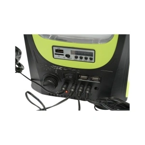 Kit iluminat portabil LED cu 3 becuri/proiector, radio FM panou solar si baterie 6V, 4.5Ah pentru pescuit camping GD-8071 - Img 2