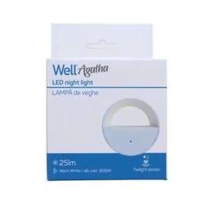 Lampa de veghe Well AGATHA, 0, 5W, 25lm, 3000K, cu senzor crepuscular