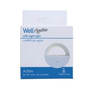 Lampa de veghe Well AGATHA, 0, 5W, 25lm, 3000K, cu senzor crepuscular