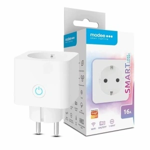 Priza inteligenta Modee, Wi-Fi, Bluetooth, cu monitorizare consum, 16A, Tuya, Alb - Img 2