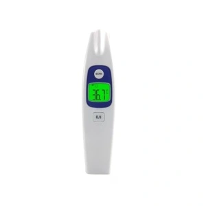 Termometru digital, tehnologie infrarosu non-contact pentru corp, functie alarma in caz de febra, alb + mov